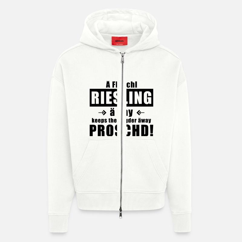 Fläschl Riesling a day! - Zip Hoodie - made by SPREAD - OFF WHITE