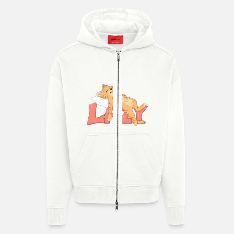 lazy cat - Zip Hoodie - made by SPREAD - OFF WHITE