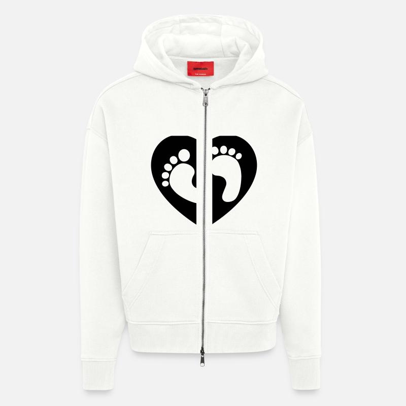 Pieds de bébé Coeur - Veste à capuche bio épaisse oversize fabriqué en UE - OFF WHITE