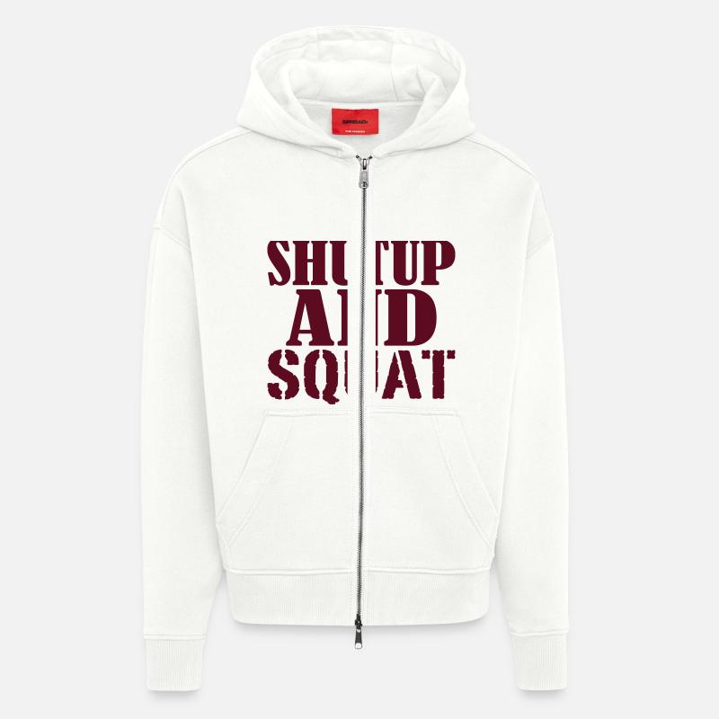 Shut up and SQUAT - Veste à capuche bio épaisse oversize fabriqué en UE - OFF WHITE
