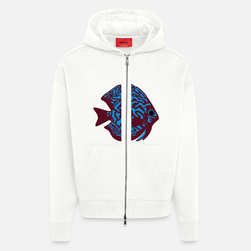 Diskusfisch vektor - Zip Hoodie - made by SPREAD - OFF WHITE