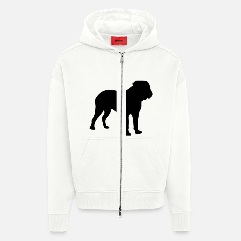 dogue de bordeaux silhouette - Zip Hoodie - made by SPREAD - OFF WHITE