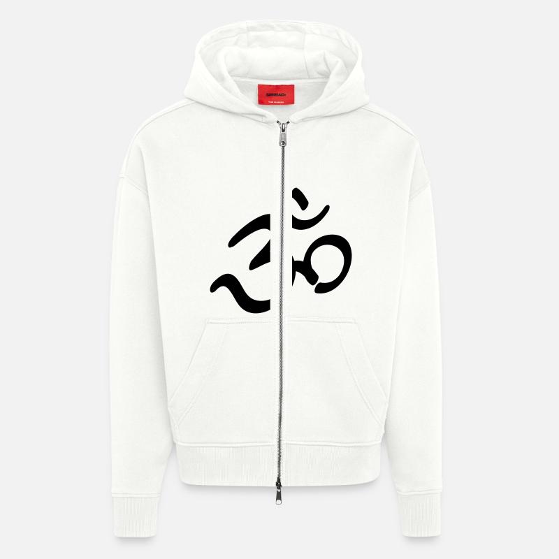Devanagari Om - Zip Hoodie - made by SPREAD - OFF WHITE
