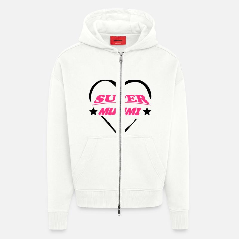 Super mummi - Veste à capuche bio épaisse oversize fabriqué en UE - OFF WHITE