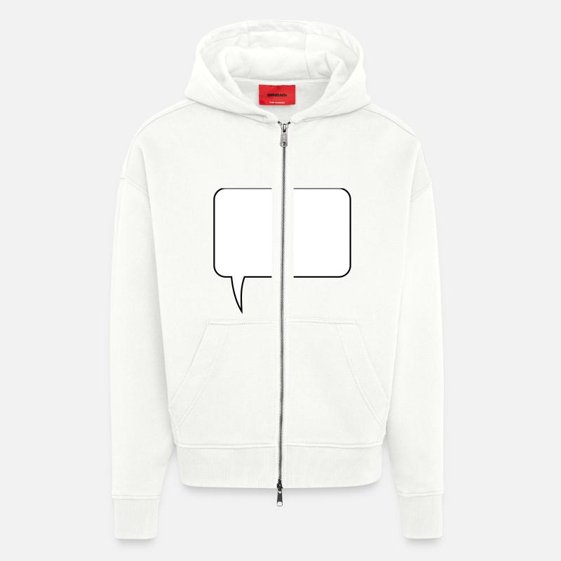 Speech bubble rectangle design - Zip Hoodie - made by SPREAD - OFF WHITE