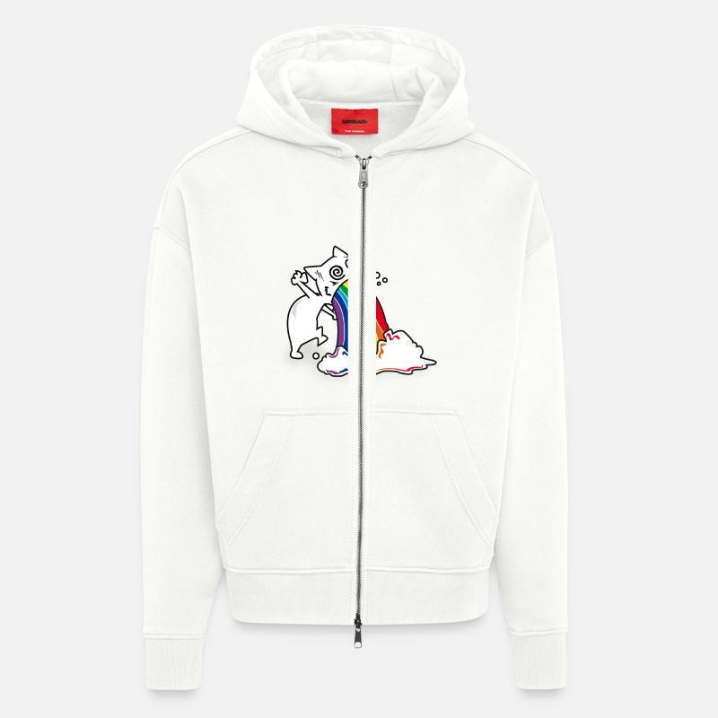 Regenbogenkotze chat - Veste à capuche bio épaisse oversize fabriqué en UE - OFF WHITE