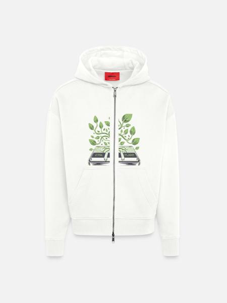 CTRL Alt Plante Jardin Design - Veste à capuche bio épaisse oversize fabriqué en UE - OFF WHITE