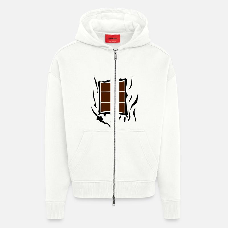 Bauch dechire1 Schokoladentafel - Zip Hoodie - made by SPREAD - OFF WHITE