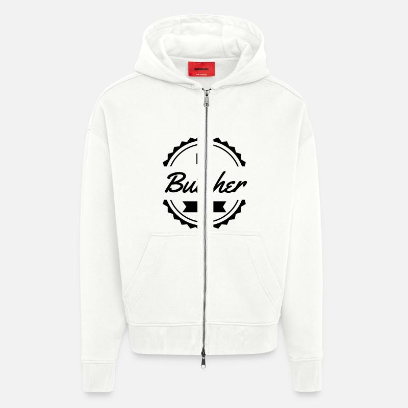 best butcher Metzger boucher - Veste à capuche bio épaisse oversize fabriqué en UE - OFF WHITE