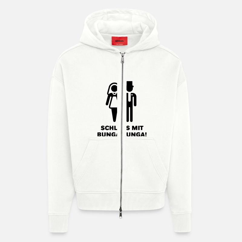 Arrêtez Bunga Bunga! (Mariage / mariage) - Veste à capuche bio épaisse oversize fabriqué en UE - OFF WHITE