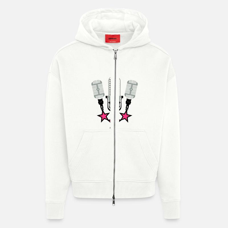 old microphone microphone 20063 - Zip Hoodie - made by SPREAD - OFF WHITE