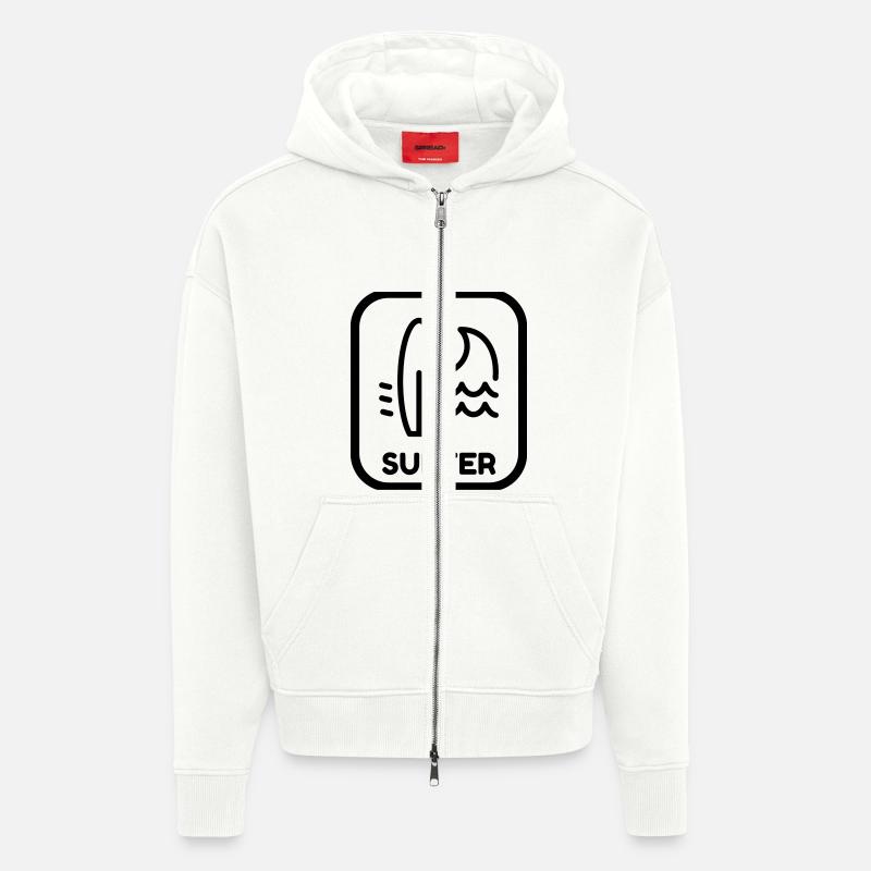 surf / surfeur / surfer / plage - Veste à capuche bio épaisse oversize fabriqué en UE - OFF WHITE