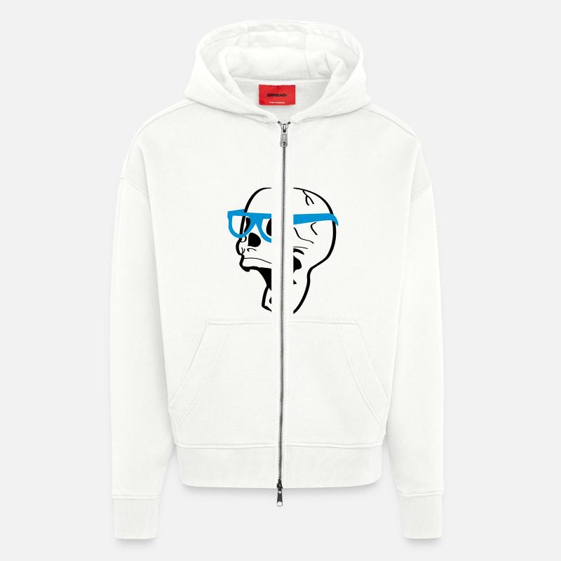 funny skull - Veste à capuche bio épaisse oversize fabriqué en UE - OFF WHITE