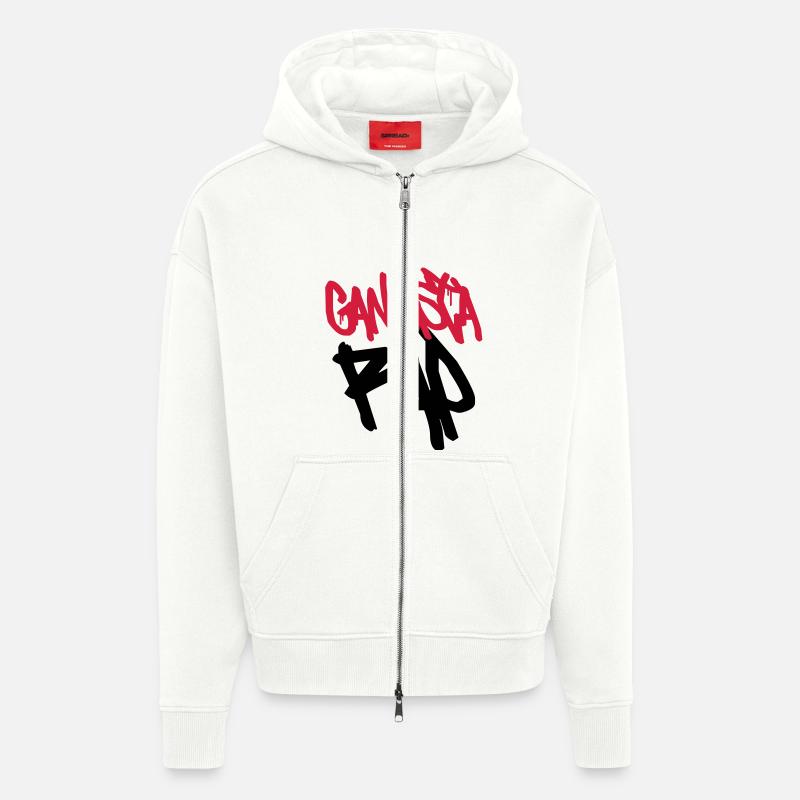 Gangsta RAP ! - Veste à capuche bio épaisse oversize fabriqué en UE - OFF WHITE