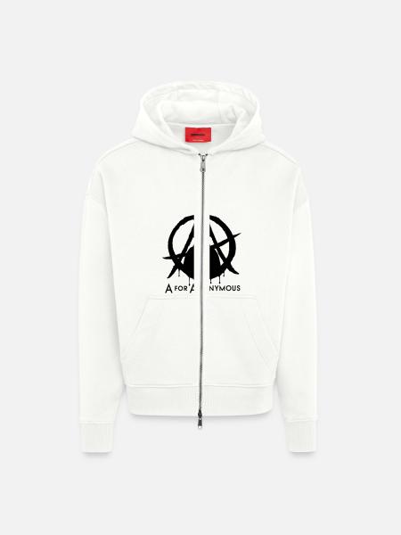 A for Anonymous 2c - Zip Hoodie - made by SPREAD - OFF WHITE