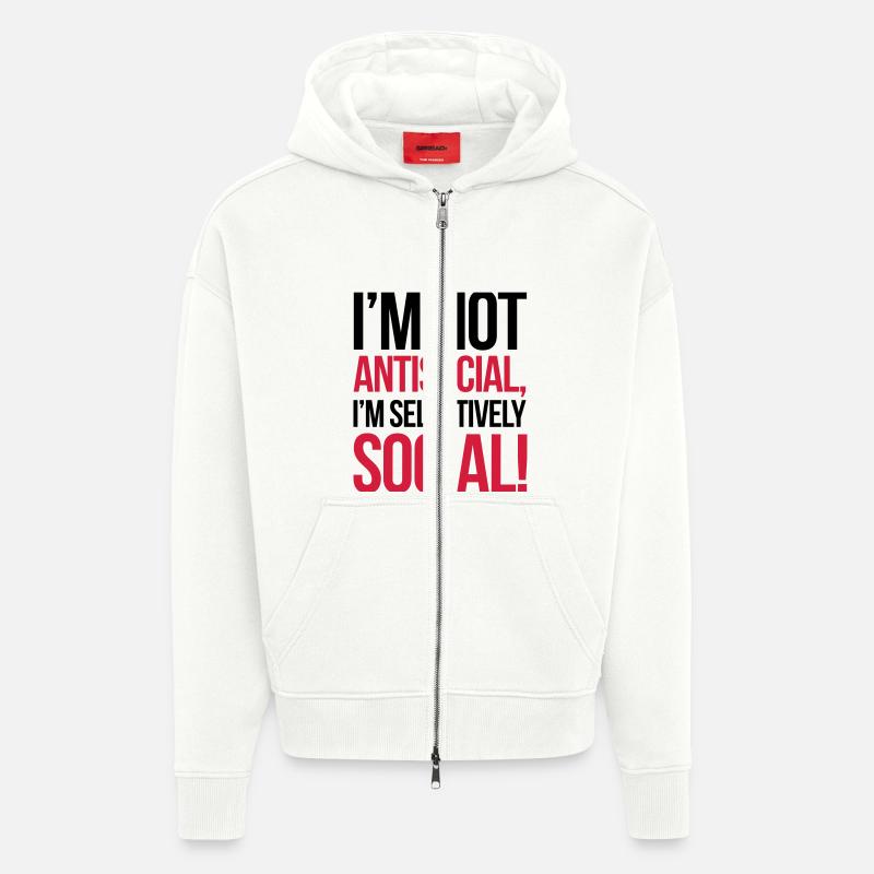 Antisocial - Veste à capuche bio épaisse oversize fabriqué en UE - OFF WHITE