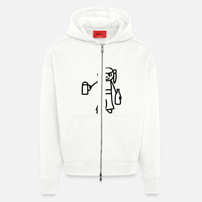 Strichmännchen Bier - Zip Hoodie - made by SPREAD - OFF WHITE