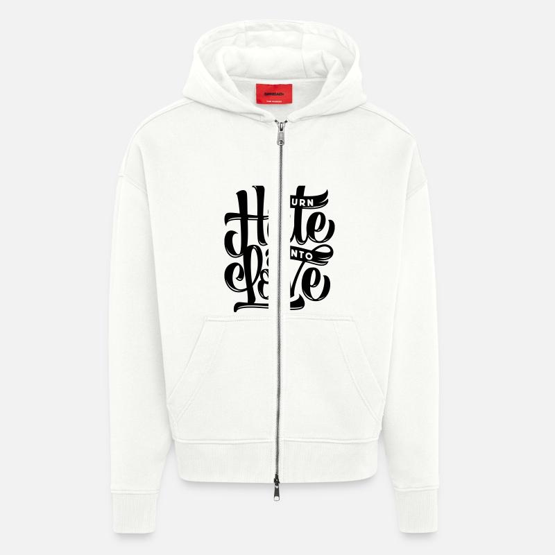 Turn Hate Into Love - Zip Hoodie - made by SPREAD - OFF WHITE