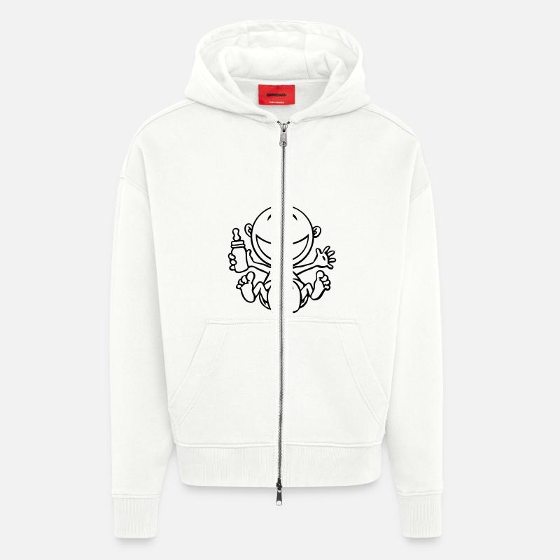 Le bébé rit. - Veste à capuche bio épaisse oversize fabriqué en UE - OFF WHITE