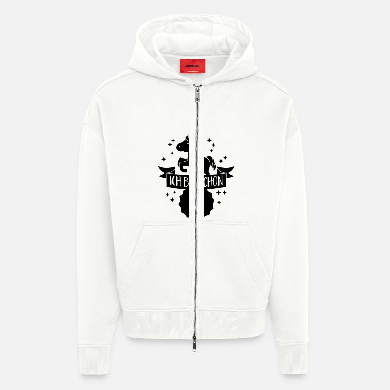 Je suis déjà 6 - Veste à capuche bio épaisse oversize fabriqué en UE - OFF WHITE