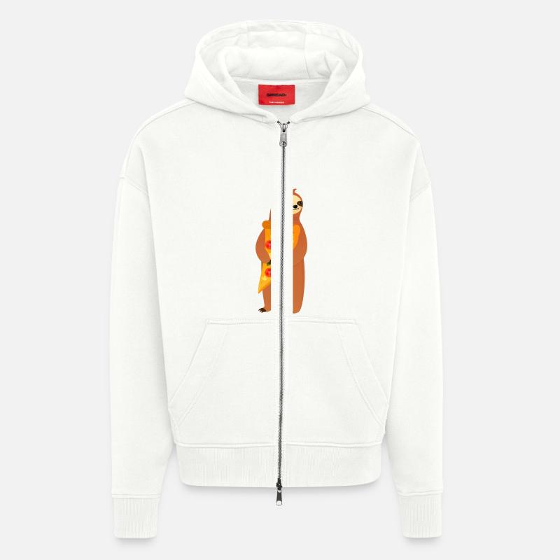 Sloth With Pizza Slice - Zip Hoodie - made by SPREAD - OFF WHITE