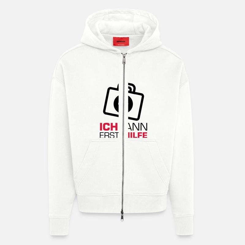 erstehilfe_f2 - Veste à capuche bio épaisse oversize fabriqué en UE - OFF WHITE