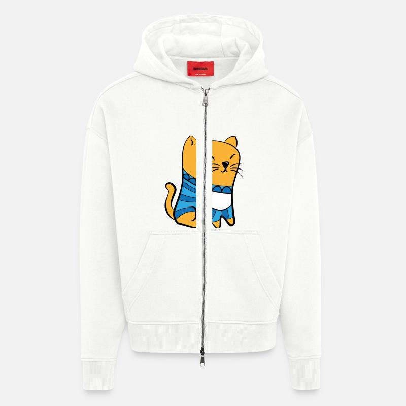 Katze mit Pullover - Zip Hoodie - made by SPREAD - OFF WHITE
