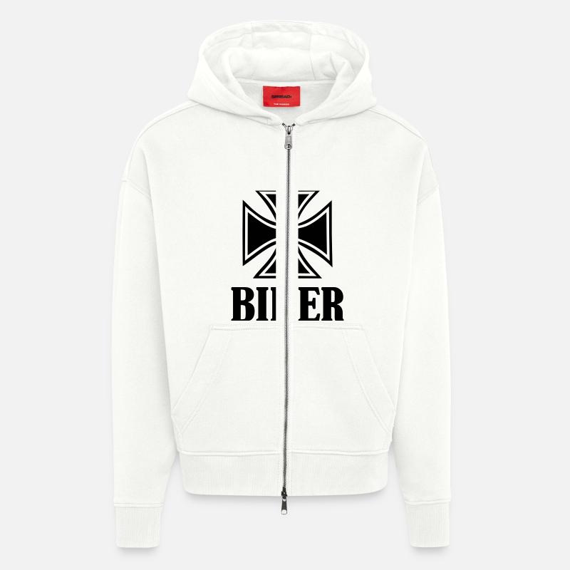 Biker - Veste à capuche bio épaisse oversize fabriqué en UE - OFF WHITE