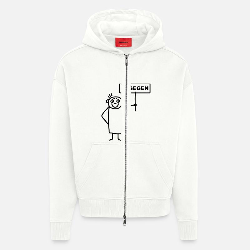 Männchen dagegen - Zip Hoodie - made by SPREAD - OFF WHITE