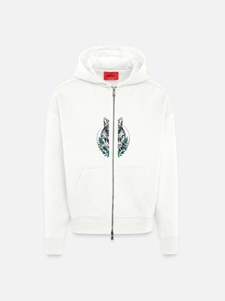 Forest Arctic Wolf - Zip Hoodie - made by SPREAD - OFF WHITE