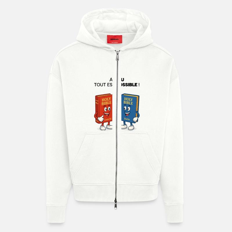 Bible T-Shirt - Veste à capuche bio épaisse oversize fabriqué en UE - OFF WHITE