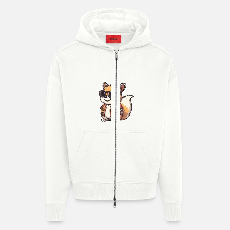 Eichhörnchen Comic Urlaub - Zip Hoodie - made by SPREAD - OFF WHITE