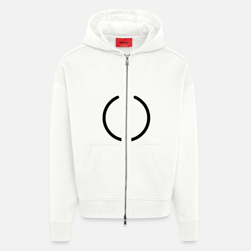 power button - Zip Hoodie - made by SPREAD - OFF WHITE