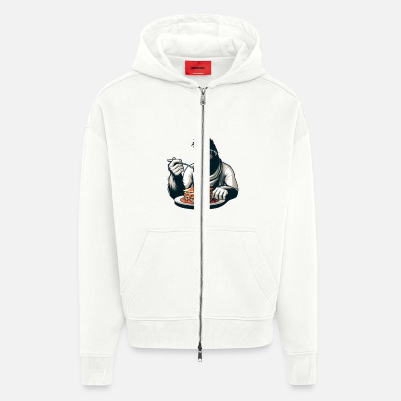 Bigfoot Sasquatch Lasagne Élégant Moderne - Veste à capuche bio épaisse oversize fabriqué en UE - OFF WHITE