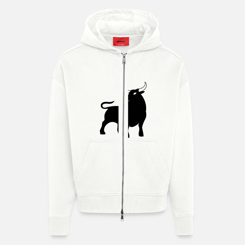 stier_01 - Veste à capuche bio épaisse oversize fabriqué en UE - OFF WHITE