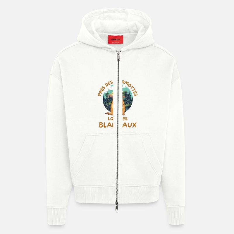 Humour marmotte - Veste à capuche bio épaisse oversize fabriqué en UE - OFF WHITE