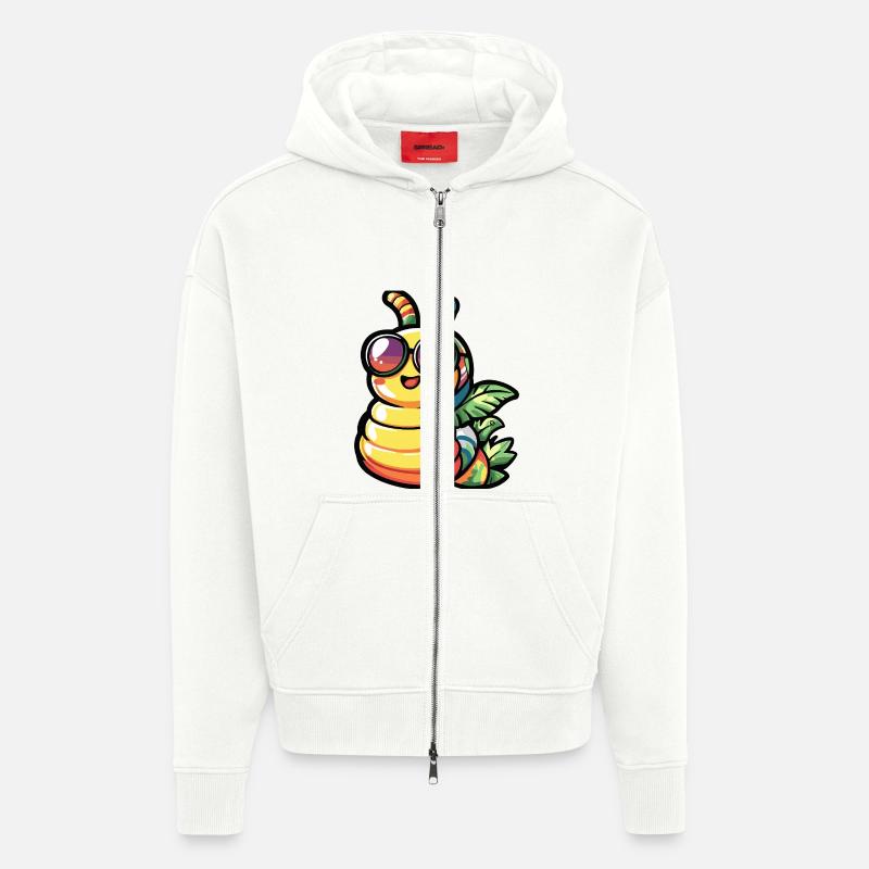 Wurm Comic Urlaub - Zip Hoodie - made by SPREAD - OFF WHITE