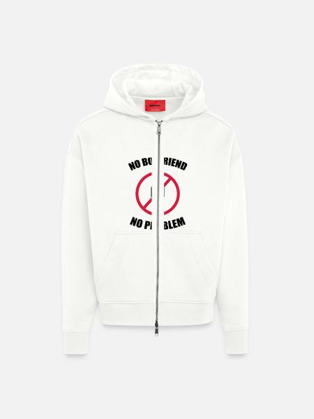 no_boyfriend_no_problem - Zip Hoodie - made by SPREAD - OFF WHITE
