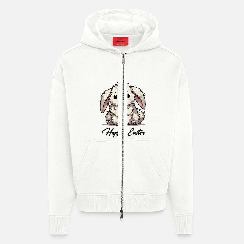 Bunny Comic Animal - Veste à capuche bio épaisse oversize fabriqué en UE - OFF WHITE