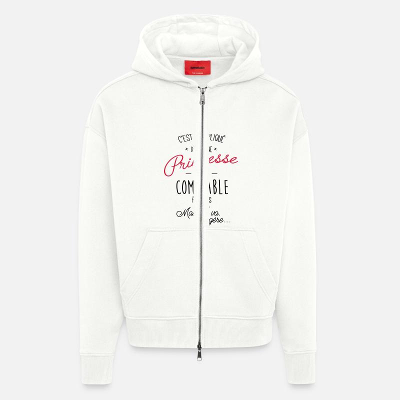 Princesse et comptable - Veste à capuche bio épaisse oversize fabriqué en UE - OFF WHITE