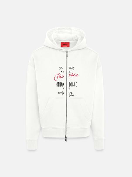 princesse et ophtalmologue - Veste à capuche bio épaisse oversize fabriqué en UE - OFF WHITE
