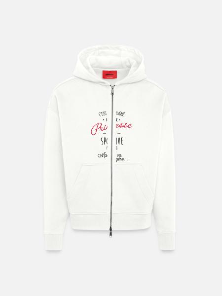 Princesse et sportive - Veste à capuche bio épaisse oversize fabriqué en UE - OFF WHITE