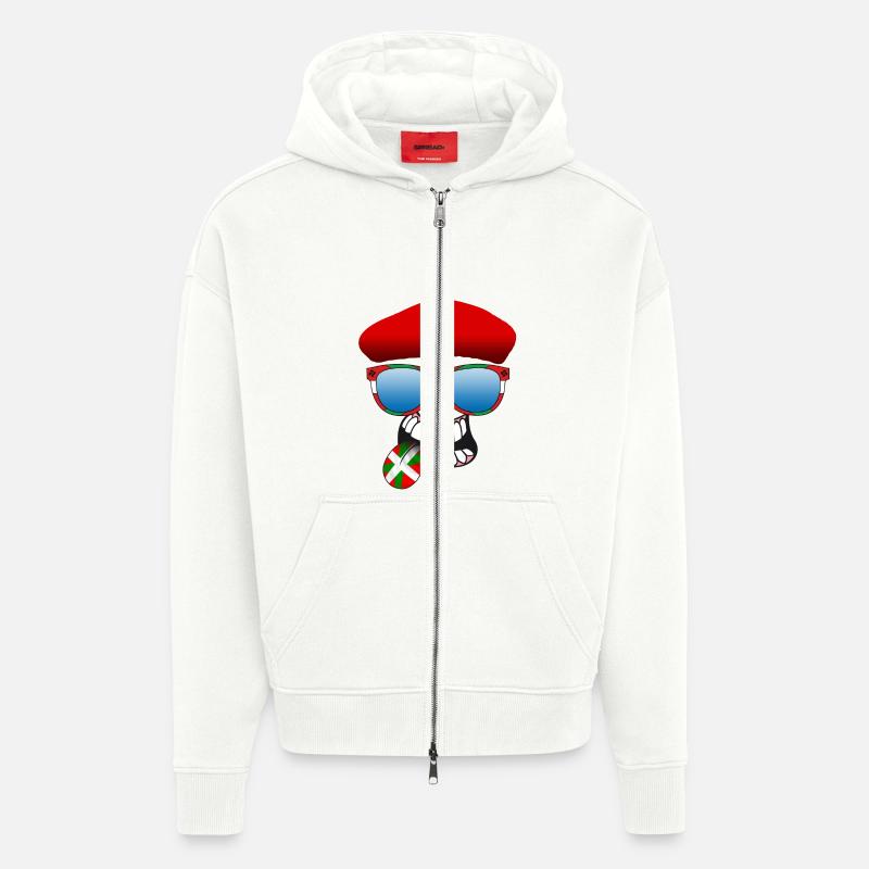 basque smiley 6 - Veste à capuche bio épaisse oversize fabriqué en UE - OFF WHITE