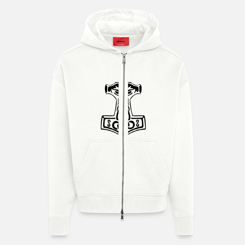 Mjoelnir 01 - Thorshammer - Zip Hoodie - made by SPREAD - OFF WHITE