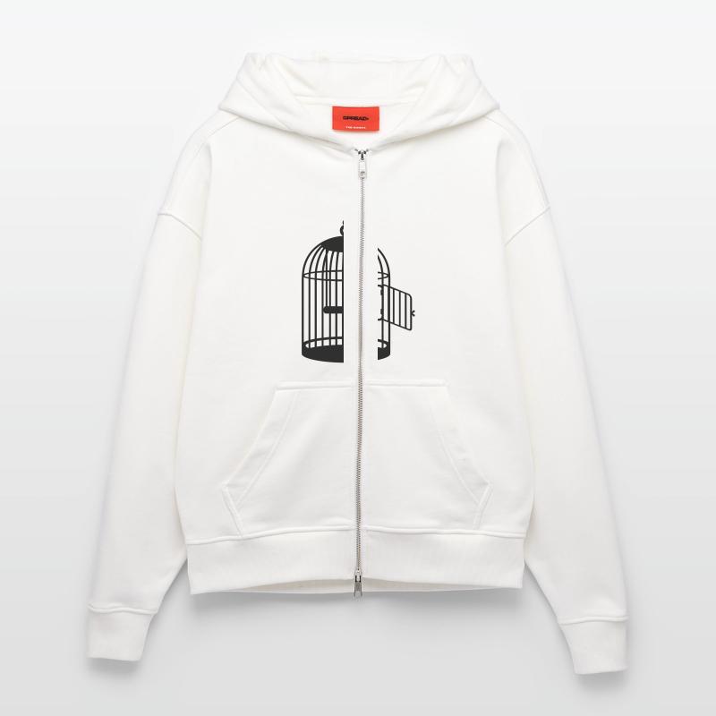 cage vide ouvert/ empty cage (1c) Veste à capuche bio épaisse oversize fabriqué en UE