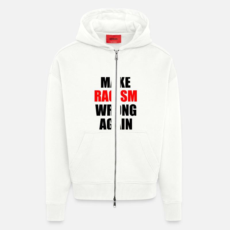 make racism wrong again - Veste à capuche bio épaisse oversize fabriqué en UE - OFF WHITE