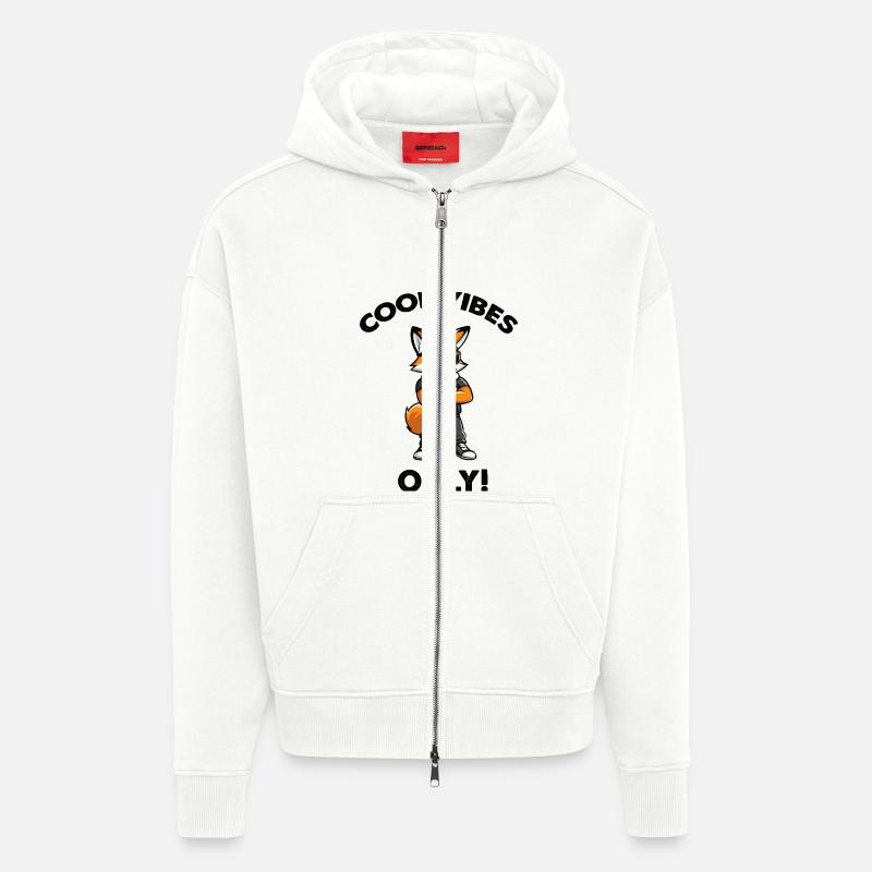 Fox Cool Vibes - Veste à capuche bio épaisse oversize fabriqué en UE - OFF WHITE