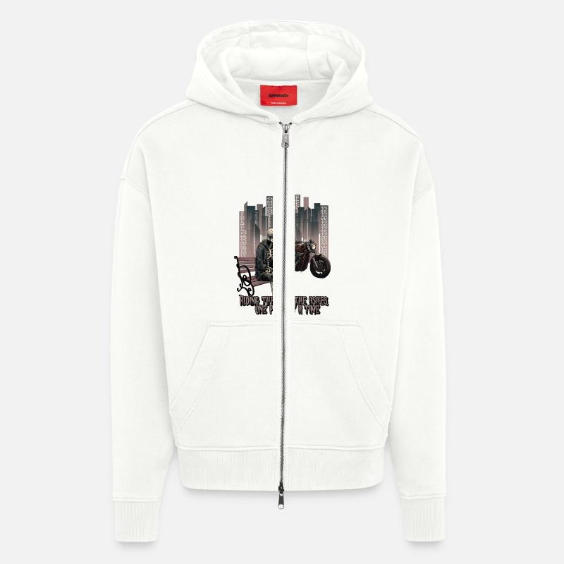 Le cavalier squelette - Veste à capuche bio épaisse oversize fabriqué en UE - OFF WHITE