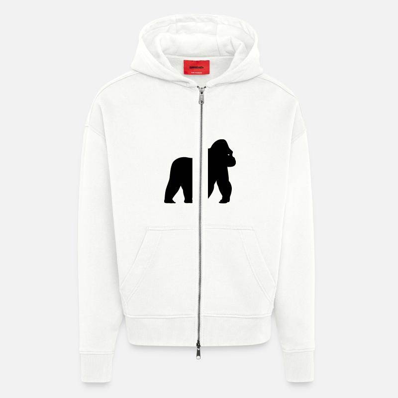 Silhouette Gorilla - Veste à capuche bio épaisse oversize fabriqué en UE - OFF WHITE