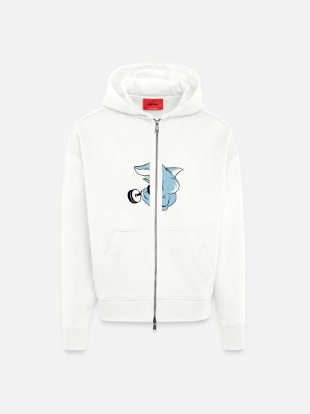 shark_bodybuilder - Zip Hoodie - made by SPREAD - OFF WHITE